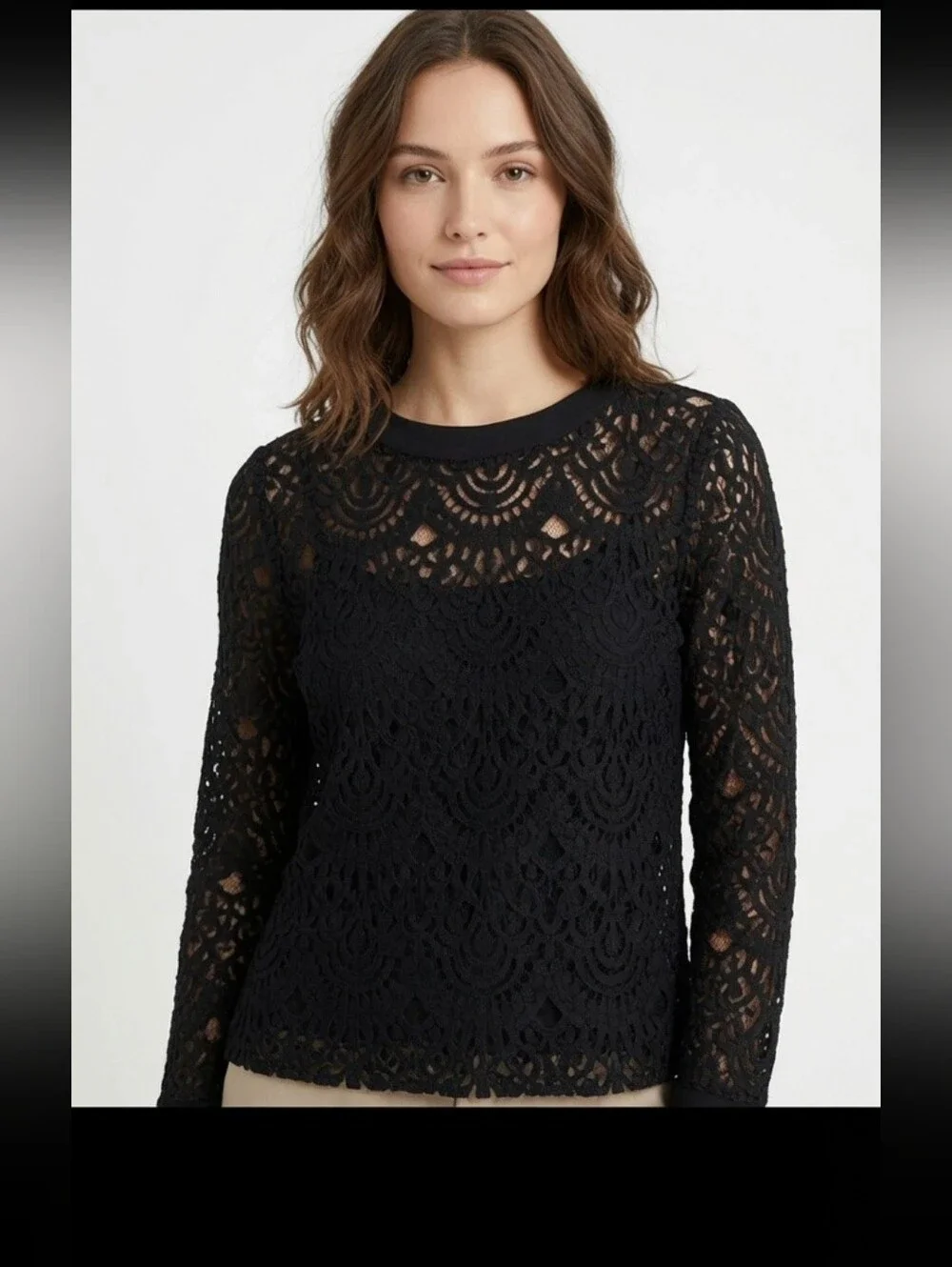 Banana republic Lace Sheer Blouse Black Size Small Grunge‎ Whimsigoth